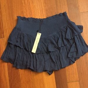 NWT Mustard Seed Ruffled Mini Skirt Navy Blue Collegiate Wear